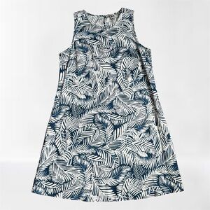 Anne Klein Palm Leaf Print Linen Blend Dress